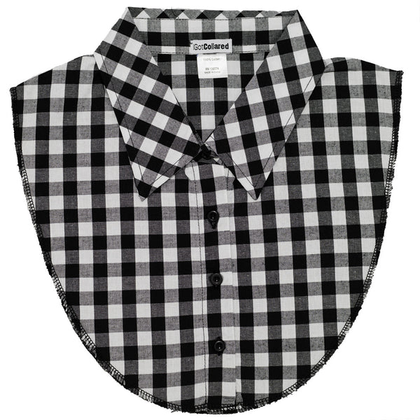 Gingham Black and White Plaid Dickey Collar